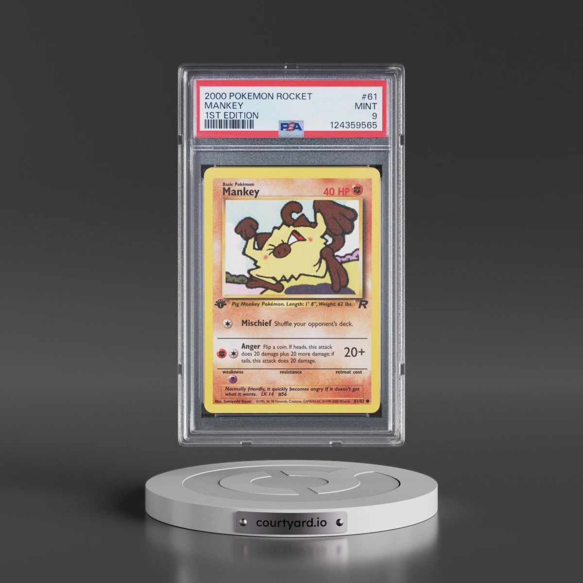 2000 Pokémon Rocket #61 Mankey - 1st Edition (PSA 9 MINT)