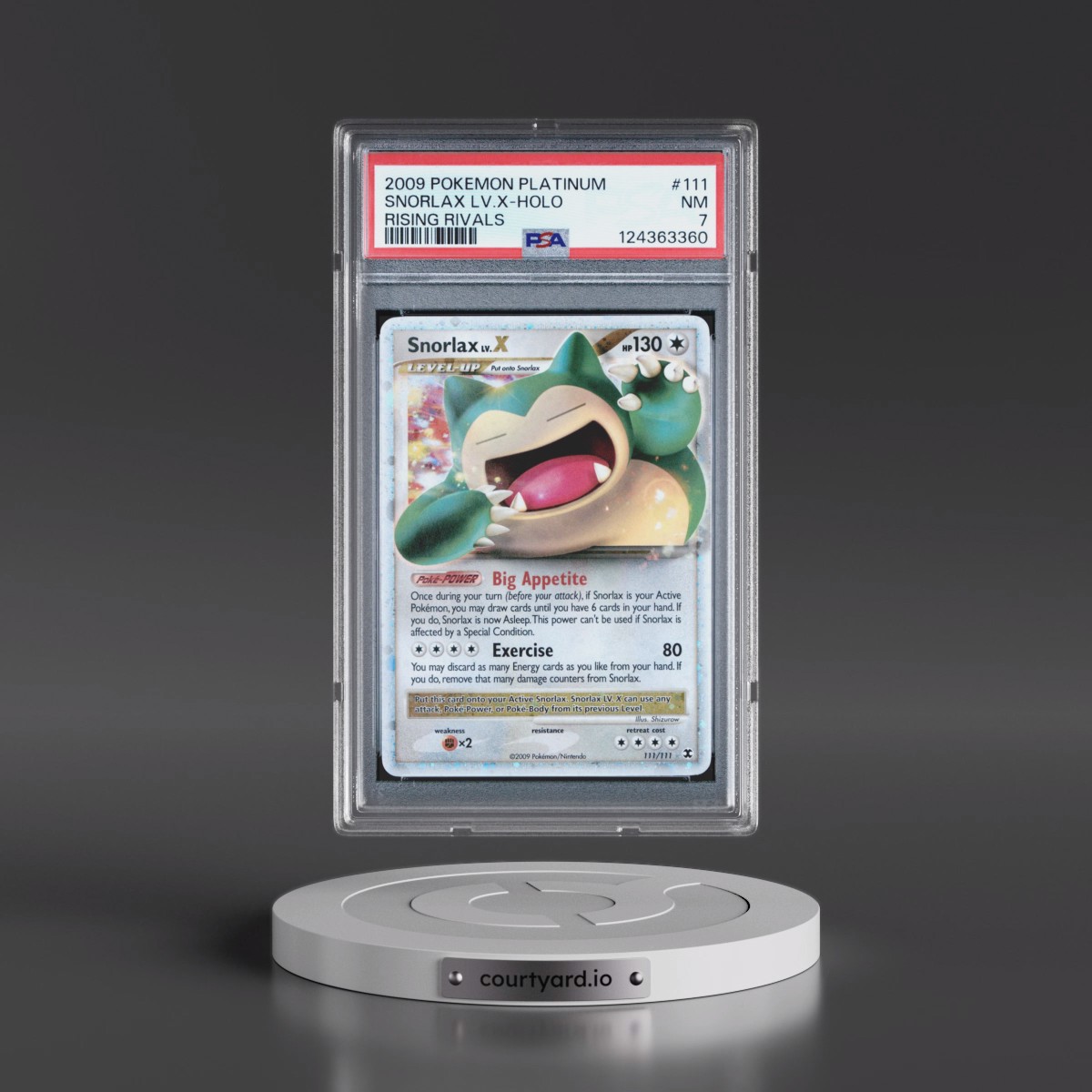 2009 Pokémon Platinum Rising Rivals #111 Snorlax LV.X - Holo (PSA 7 NM)