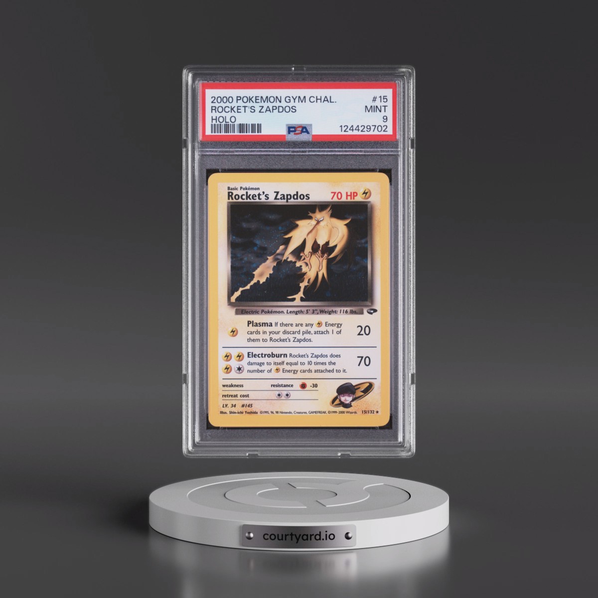 2000 Pokémon Gym Challenge #15 Rocket's Zapdos - Holo (PSA 9 MINT)
