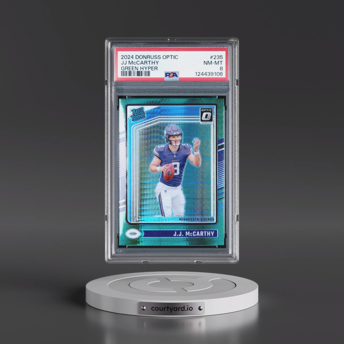 2024 Panini Donruss Optic #235 JJ McCarthy - Green Hyper (PSA 8 NM-MT)
