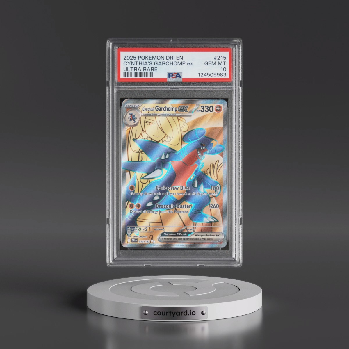 2025 Pokémon Dri EN-Destined Rivals #215 Cynthia's Garchomp EX - Holo Ultra Rare (PSA 10 GEM MINT)