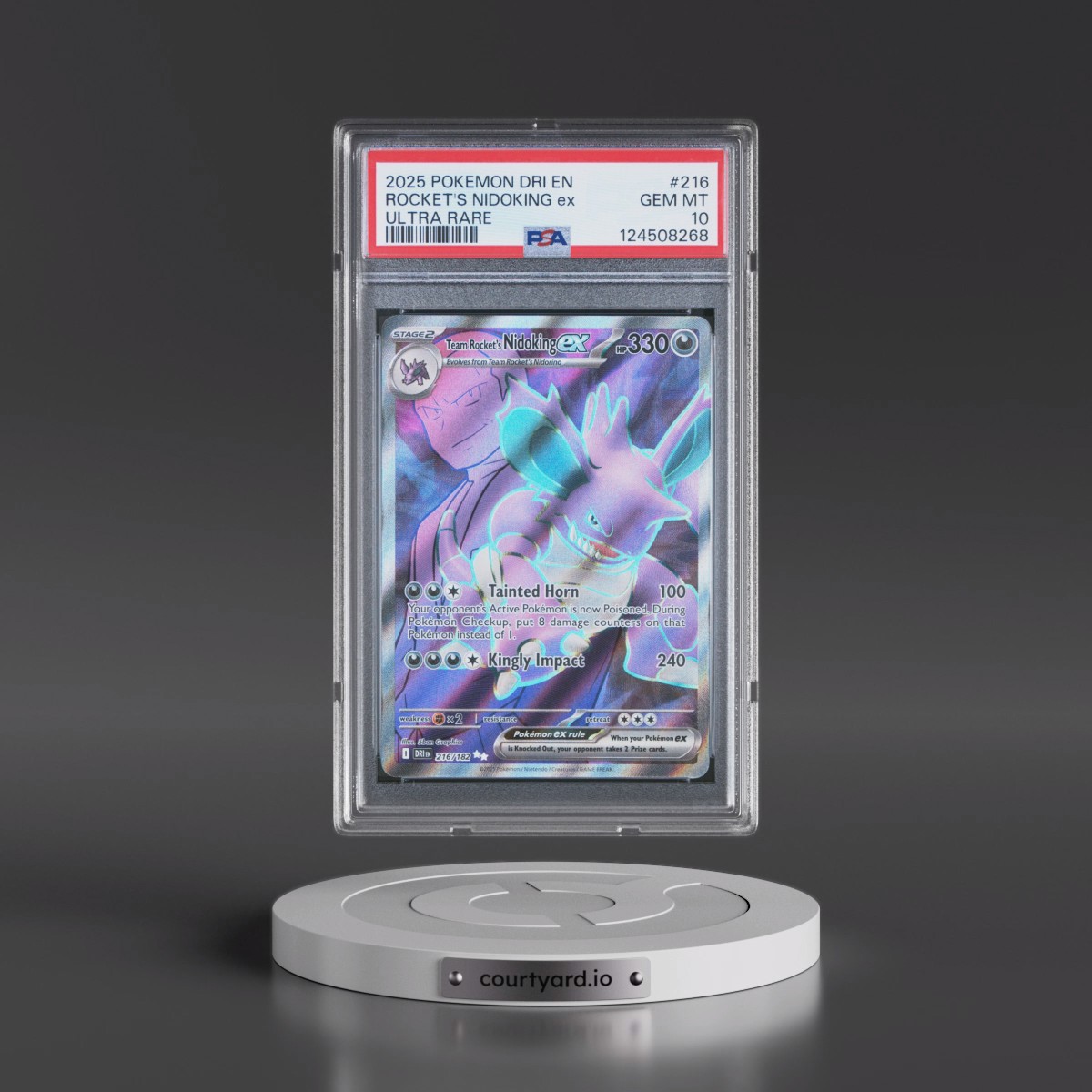 2025 Pokémon Dri EN-Destined Rivals #216 Team Rocket's Nidoking EX - Holo Ultra Rare (PSA 10 GEM MINT)