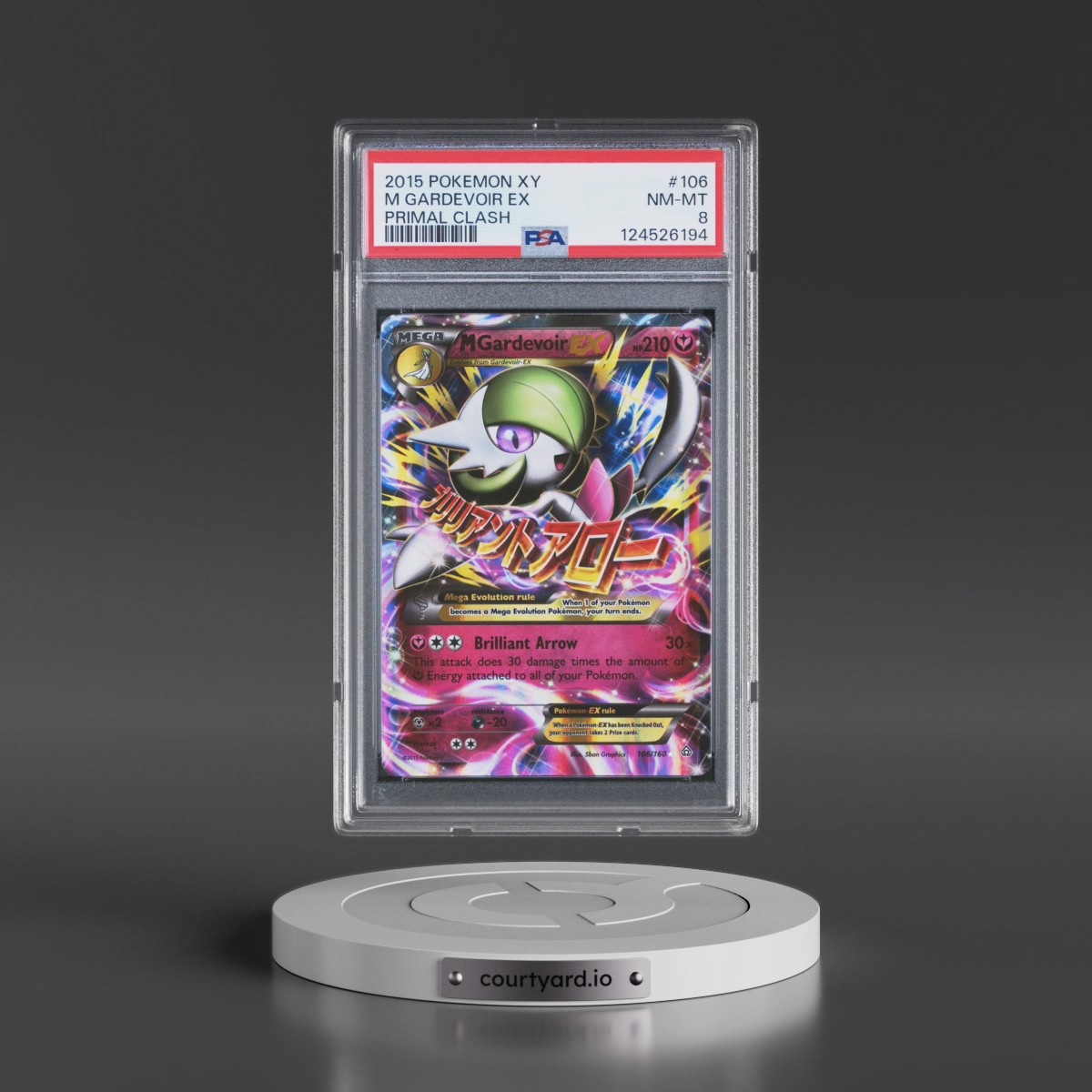 2015 Pokémon XY Primal Clash #106 M Gardevoir EX - Holo (PSA 8 NM-MT)