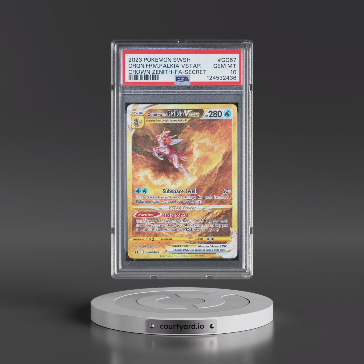 2023 Pokémon Sword and Shield Crown Zenith #GG67 Origin Forme Palkia Vstar - Full Art Secret (PSA 10 GEM MINT)