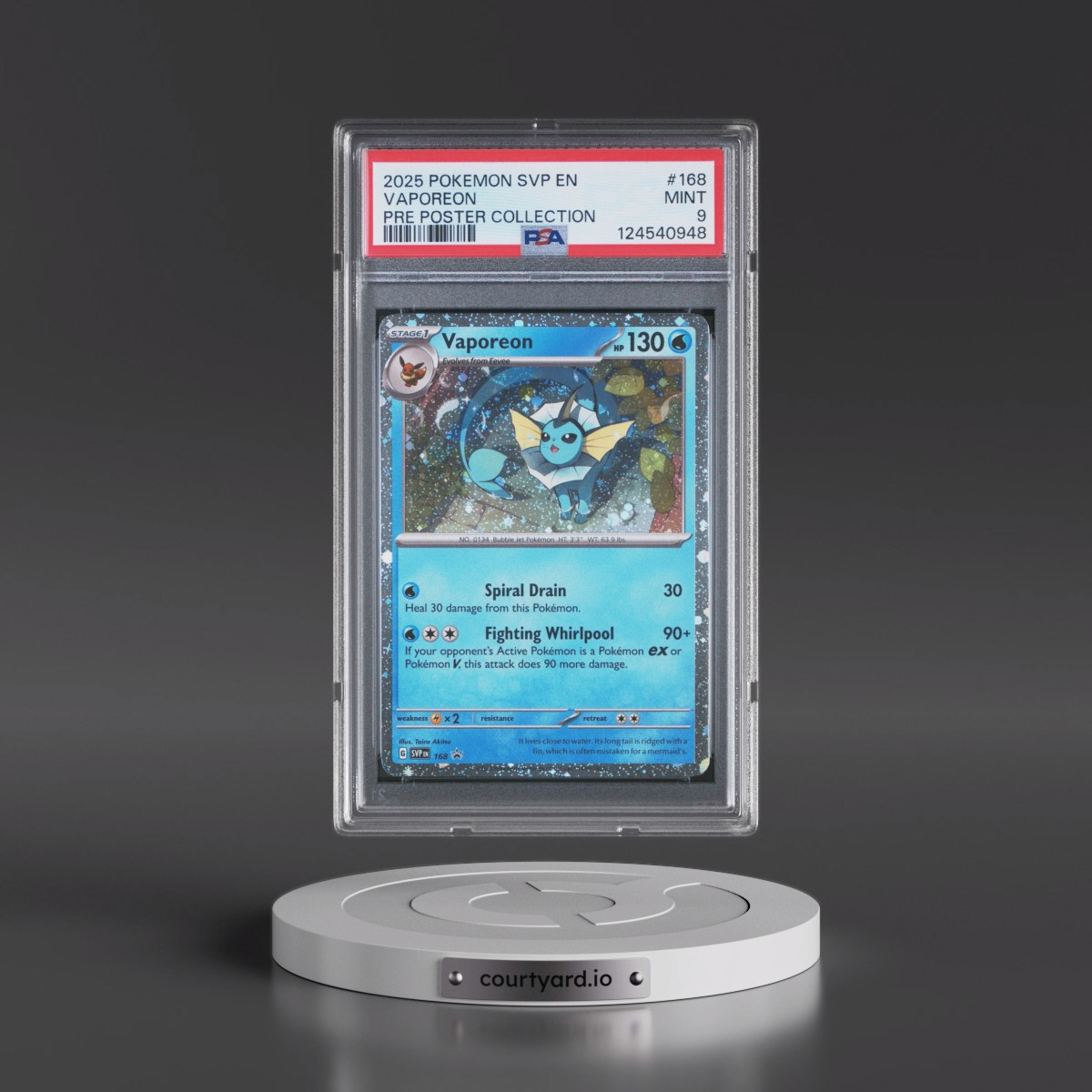 2025 Pokémon Svp EN-SV Black Star Promo #168 Vaporeon - Prismatic Evolutions Poster Collection (PSA 9 MINT)