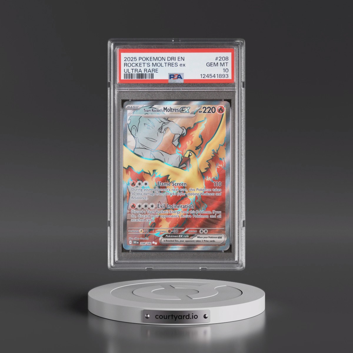 2025 Pokémon Dri EN-Destined Rivals #208 Team Rocket's Moltres EX - Holo Ultra Rare (PSA 10 GEM MINT)