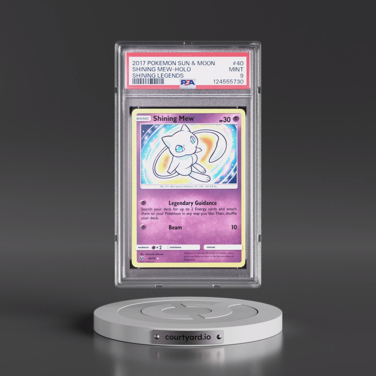 2017 Pokémon Sun & Moon Shining Legends #40 Shining Mew - Holo Holo (PSA 9 MINT)