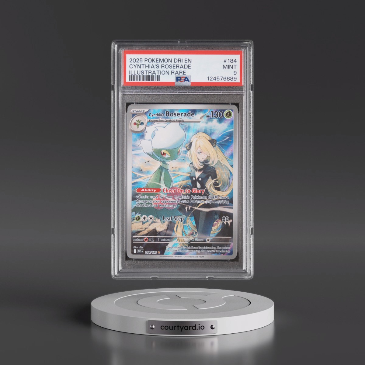 2025 Pokémon Dri EN-Destined Rivals #184 Cynthia's Roserade - Illustration Rare (PSA 9 MINT)