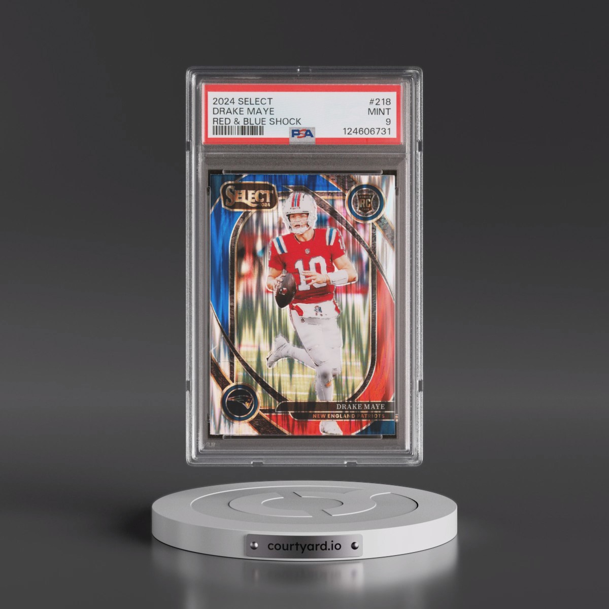 2024 Panini Select #218 Drake Maye - Red & Blue Shock (PSA 9 MINT)