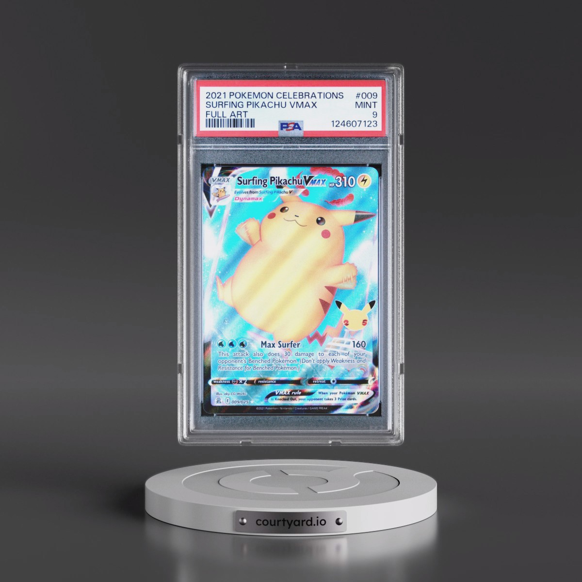 2021 Pokémon Celebrations #009 Surfing Pikachu Vmax - Full Art (PSA 9 MINT)