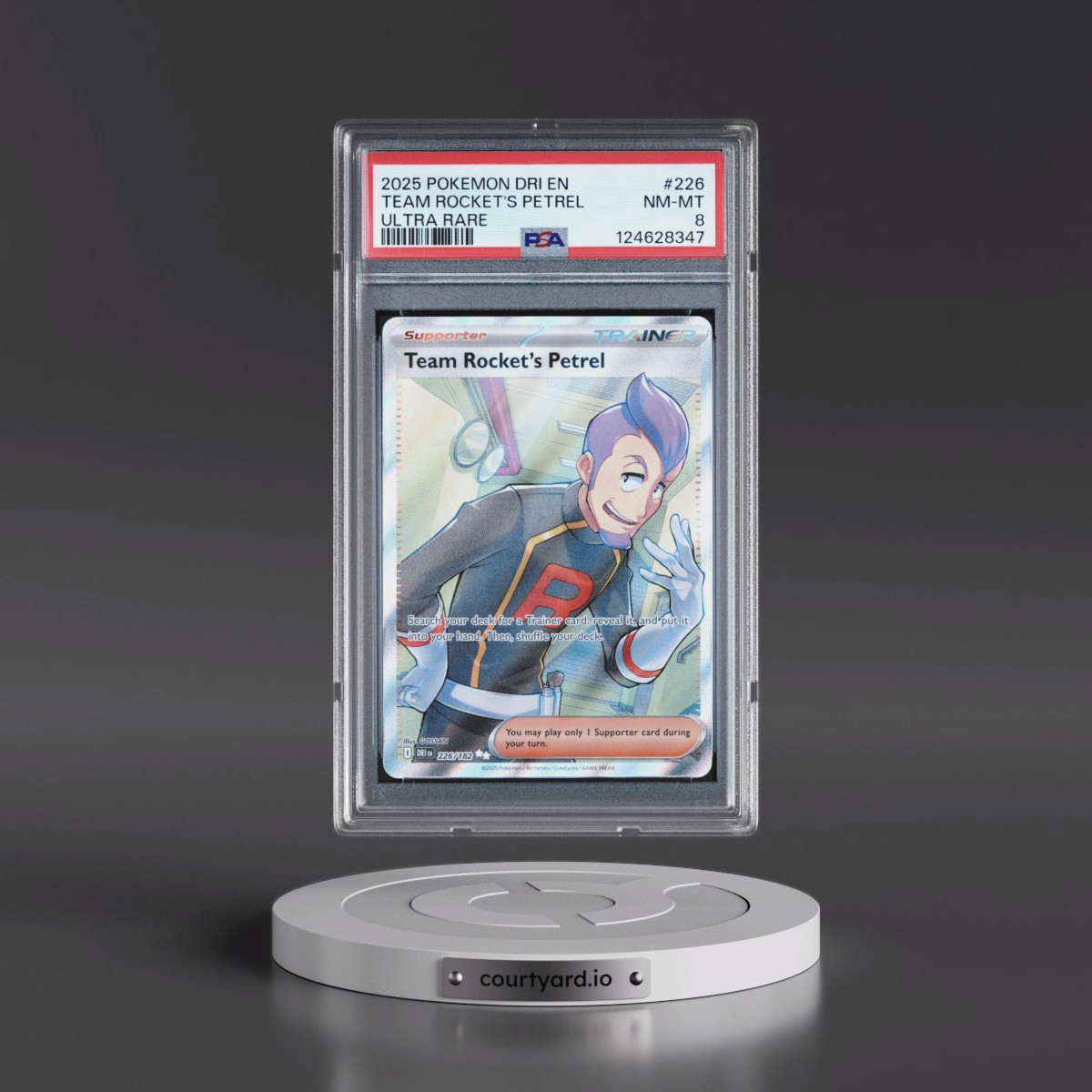 2025 Pokémon Dri EN-Destined Rivals #226 Team Rocket's Petrel - Ultra Rare (PSA 8 NM-MT)