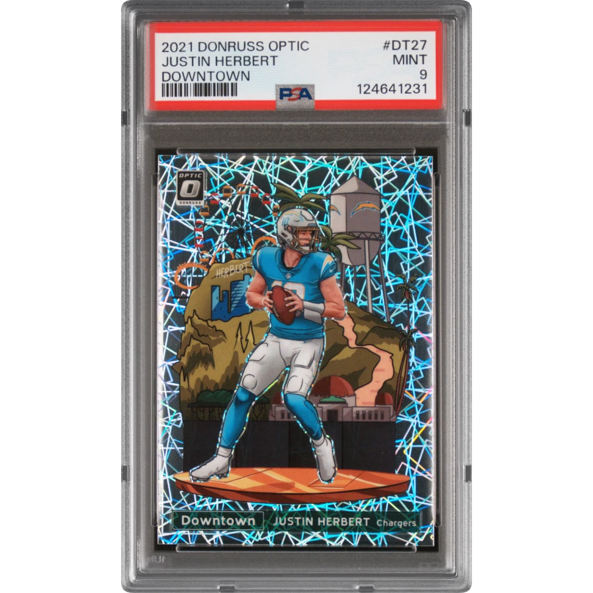 2021 Panini Donruss Optic Downtown #DT27 Justin Herbert (PSA 9 MINT)