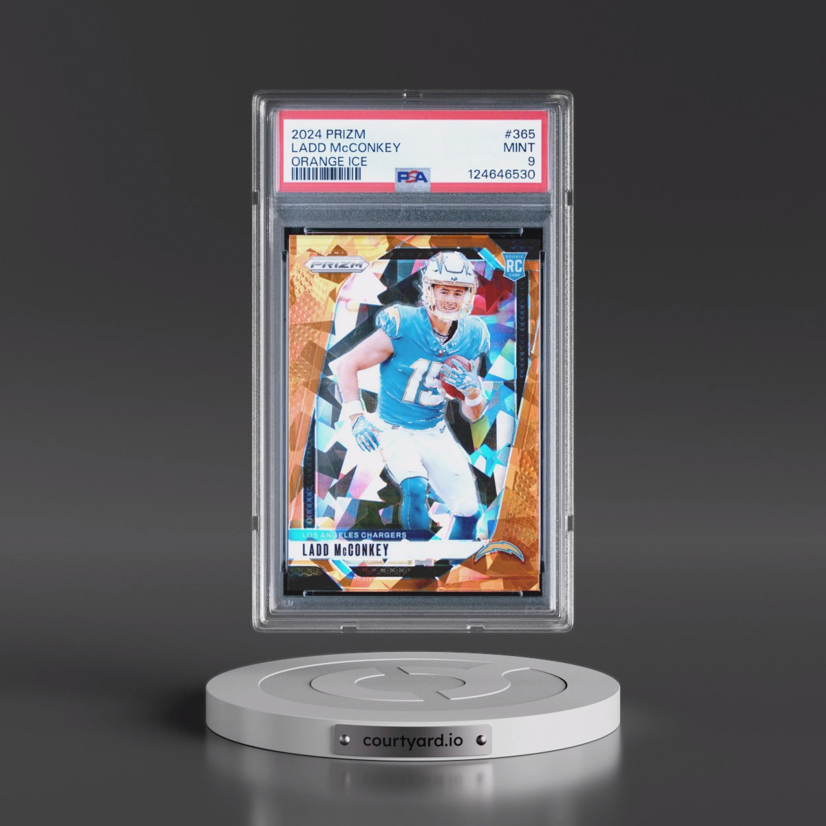 2024 Panini Prizm #365 Ladd McConkey - Orange Ice (PSA 9 MINT)