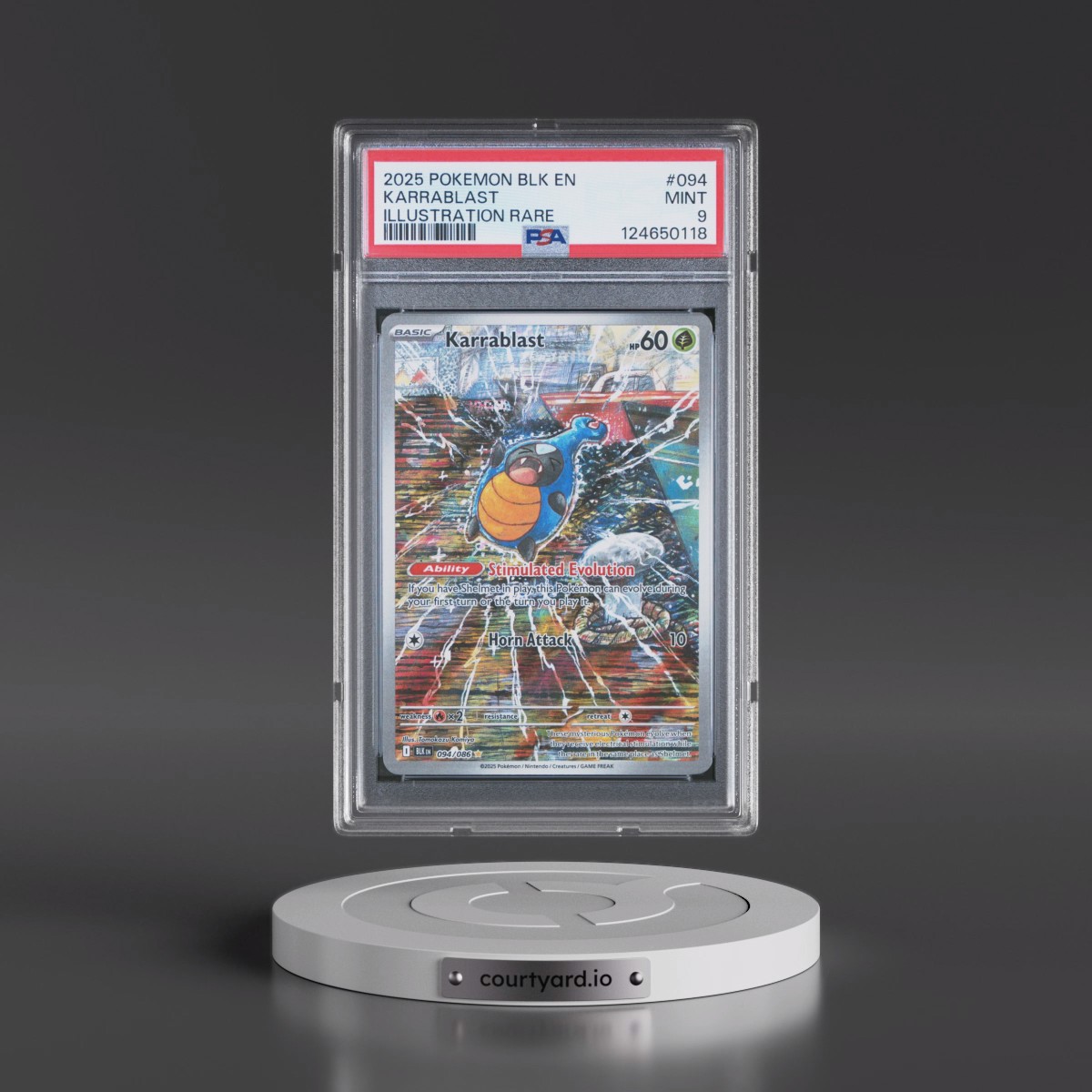2025 Pokémon Blk EN-Black Bolt #094 Karrablast - Illustration Rare (PSA 9 MINT)