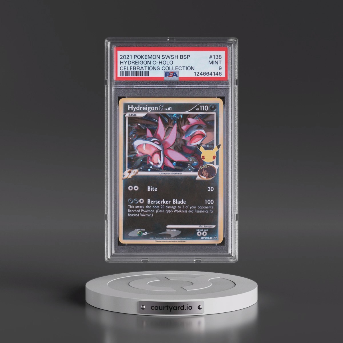 2021 Pokémon Swsh Black Star Promo #138 Hydreigon C - Holo Celebrations Collection (PSA 9 MINT)