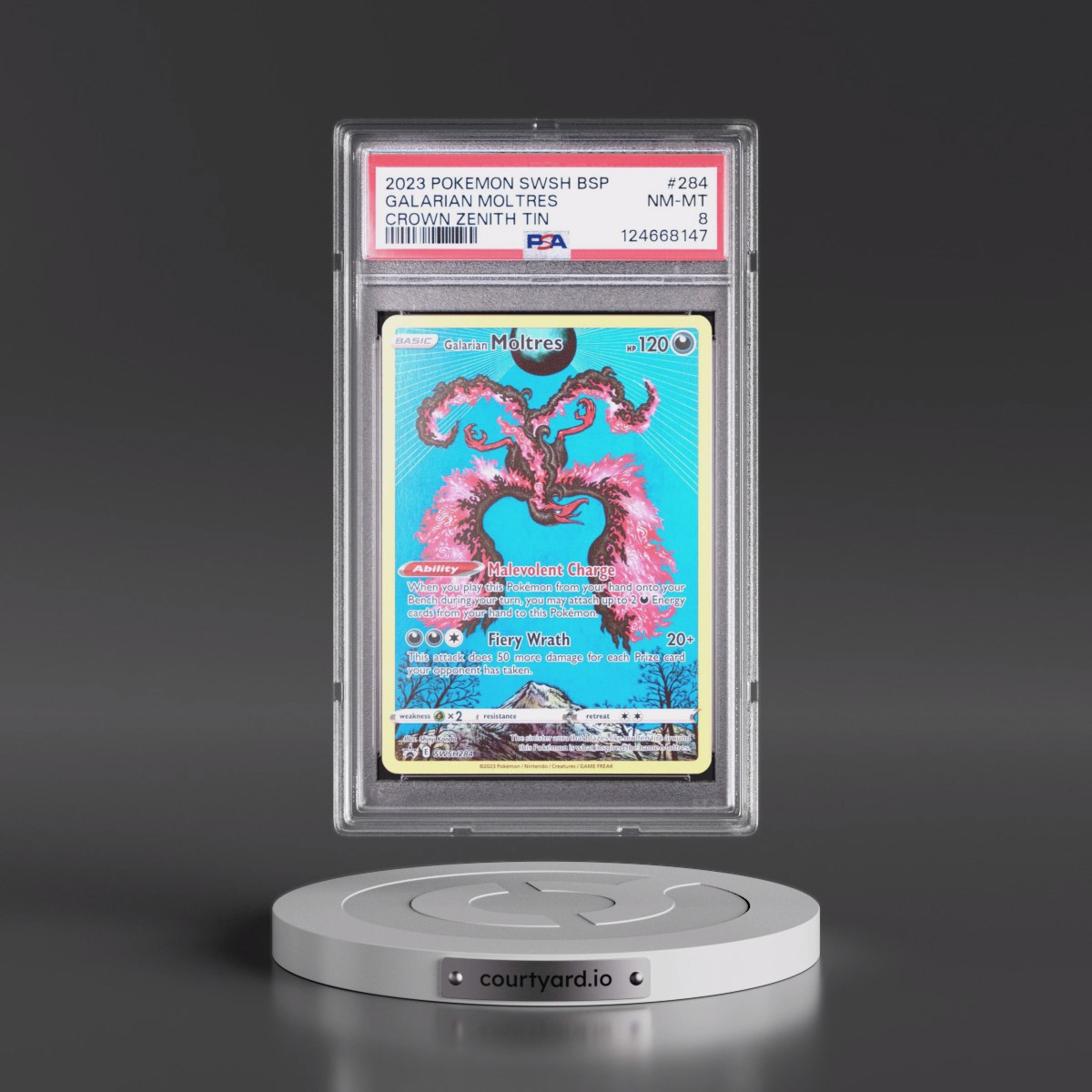 2023 Pokémon Swsh Black Star Promo #284 Galarian Moltres - Crown Zenith Tin (PSA 8 NM-MT)
