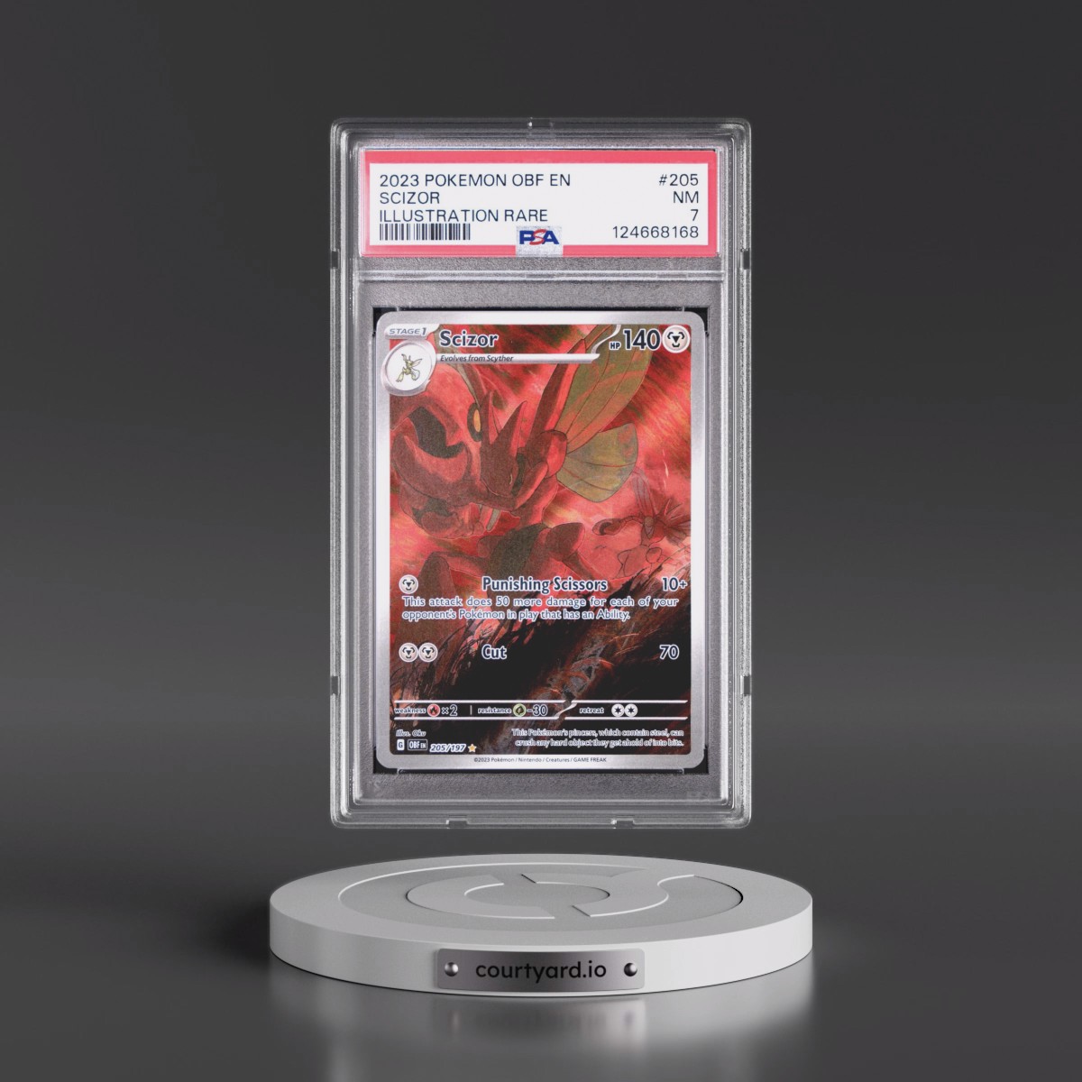 2023 Pokémon Obf EN-Obsidian Flames #205 Scizor - Illustration Rare (PSA 7 NM)