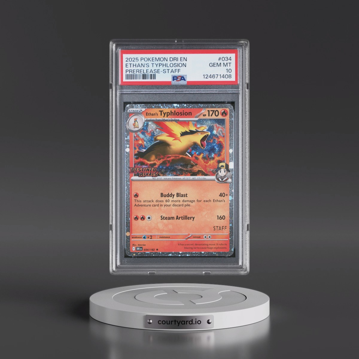 2025 Pokémon Dri EN-Destined Rivals #034 Ethan's Typhlosion - Prerelease-Staff (PSA 10 GEM MINT)