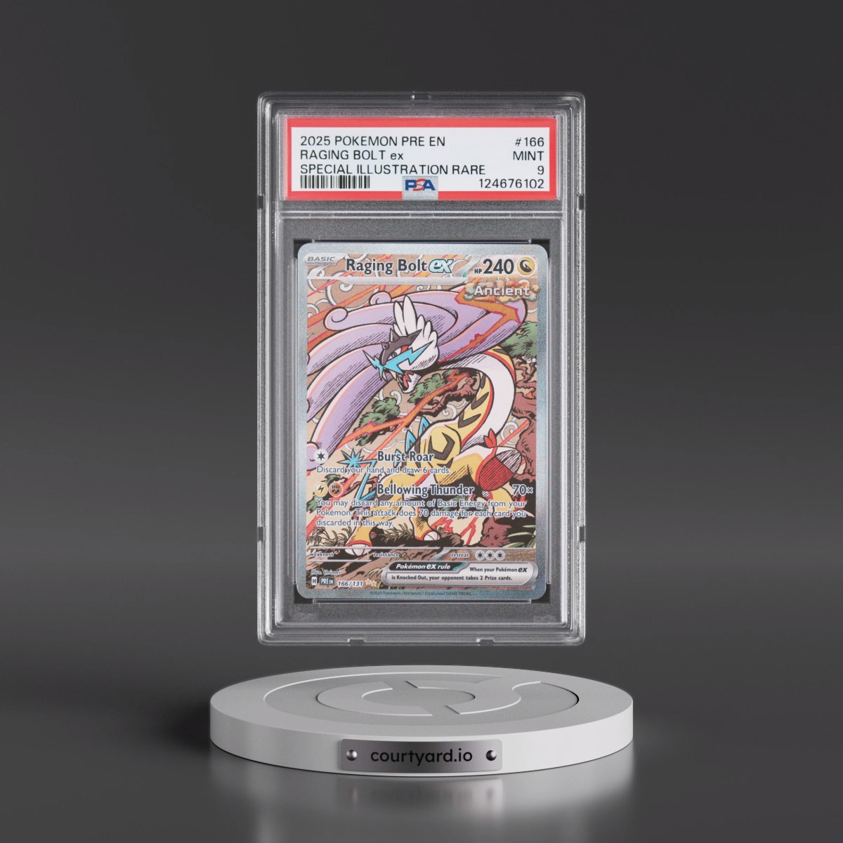 2025 Pokémon Pre EN-Prismatic Evolutions #166 Raging Bolt EX - Holo Special Illustration Rare (PSA 9 MINT)