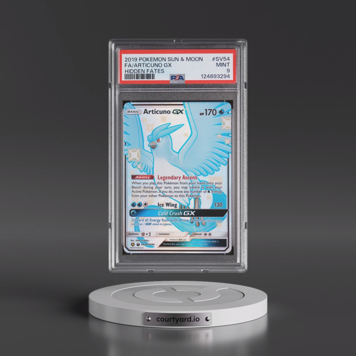 2019 Pokémon Sun & Moon Hidden Fates #SV54 Articuno GX - Holo Full Art (PSA 9 MINT)