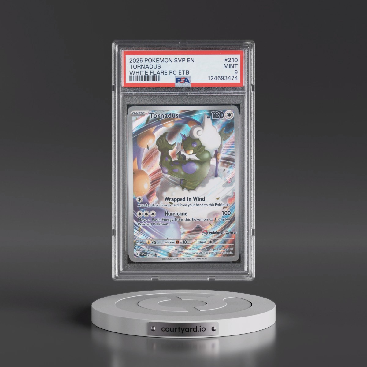 2025 Pokémon Svp EN-SV Black Star Promo #210 Tornadus - White Flare Pokemon Center Elite Trainer Box (PSA 9 MINT)