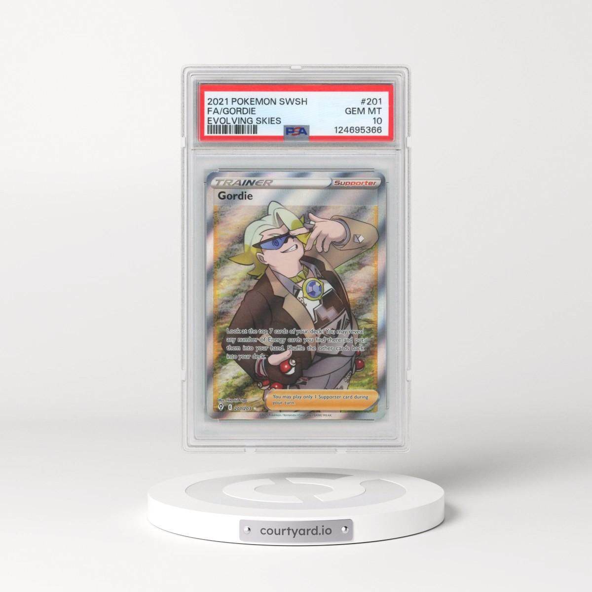 2021 Pokémon Sword & Shield Evolving Skies #201 Gordie - Full Art (PSA 10 GEM MINT)