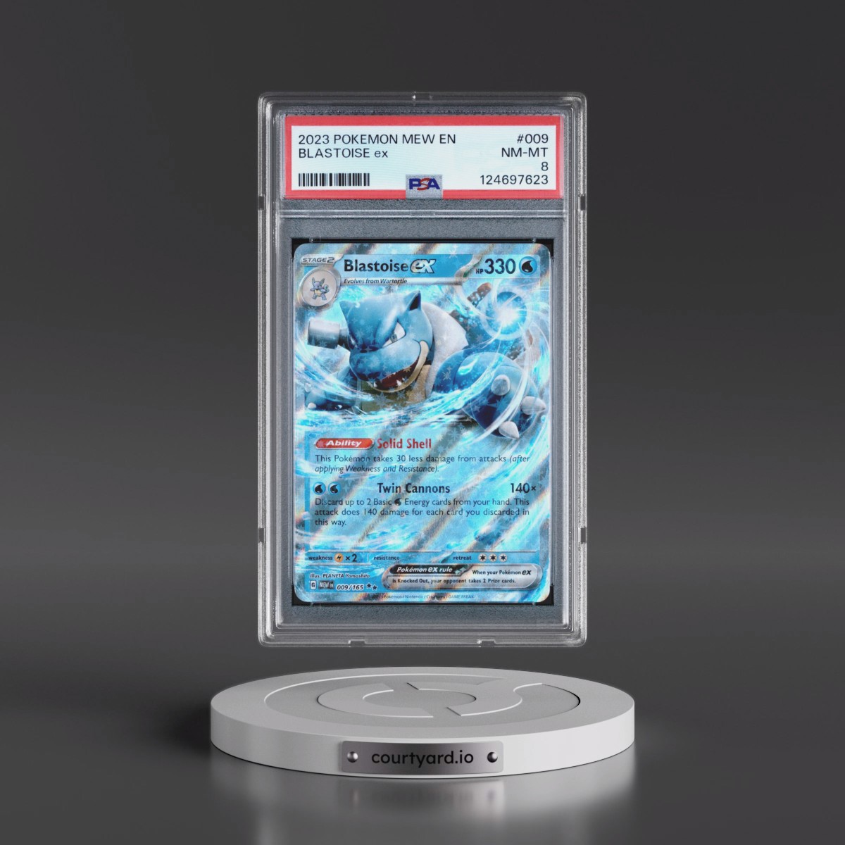 2023 Pokémon Mew EN-151 #009 Blastoise EX - Holo (PSA 8 NM-MT)