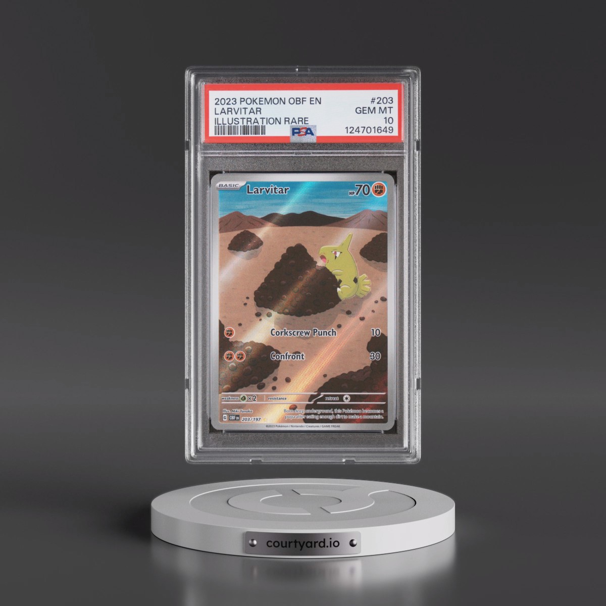 2023 Pokémon Obf EN-Obsidian Flames #203 Larvitar - Illustration Rare (PSA 10 GEM MINT)