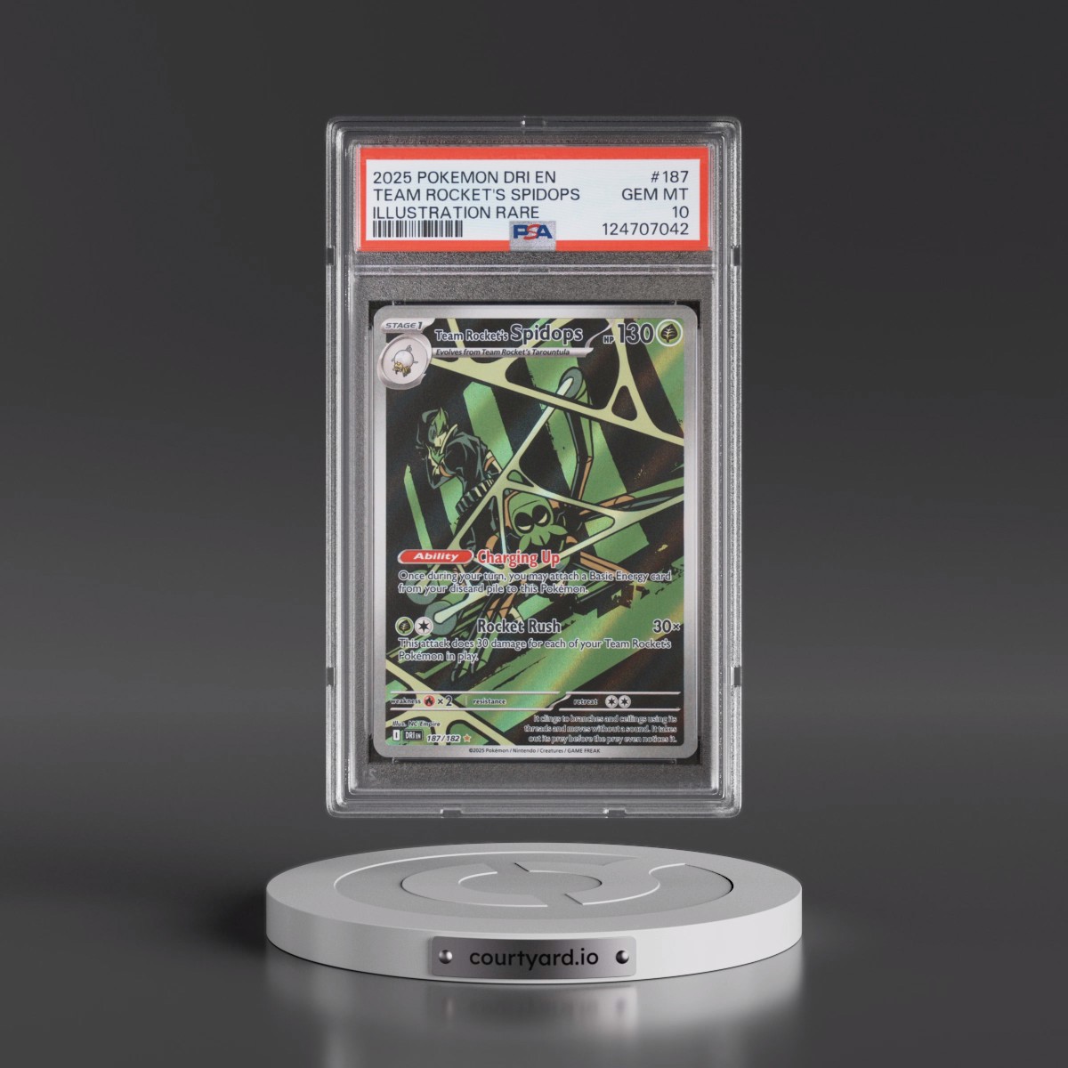 2025 Pokémon Dri EN-Destined Rivals #187 Team Rocket's Spidops - Illustration Rare (PSA 10 GEM MINT)