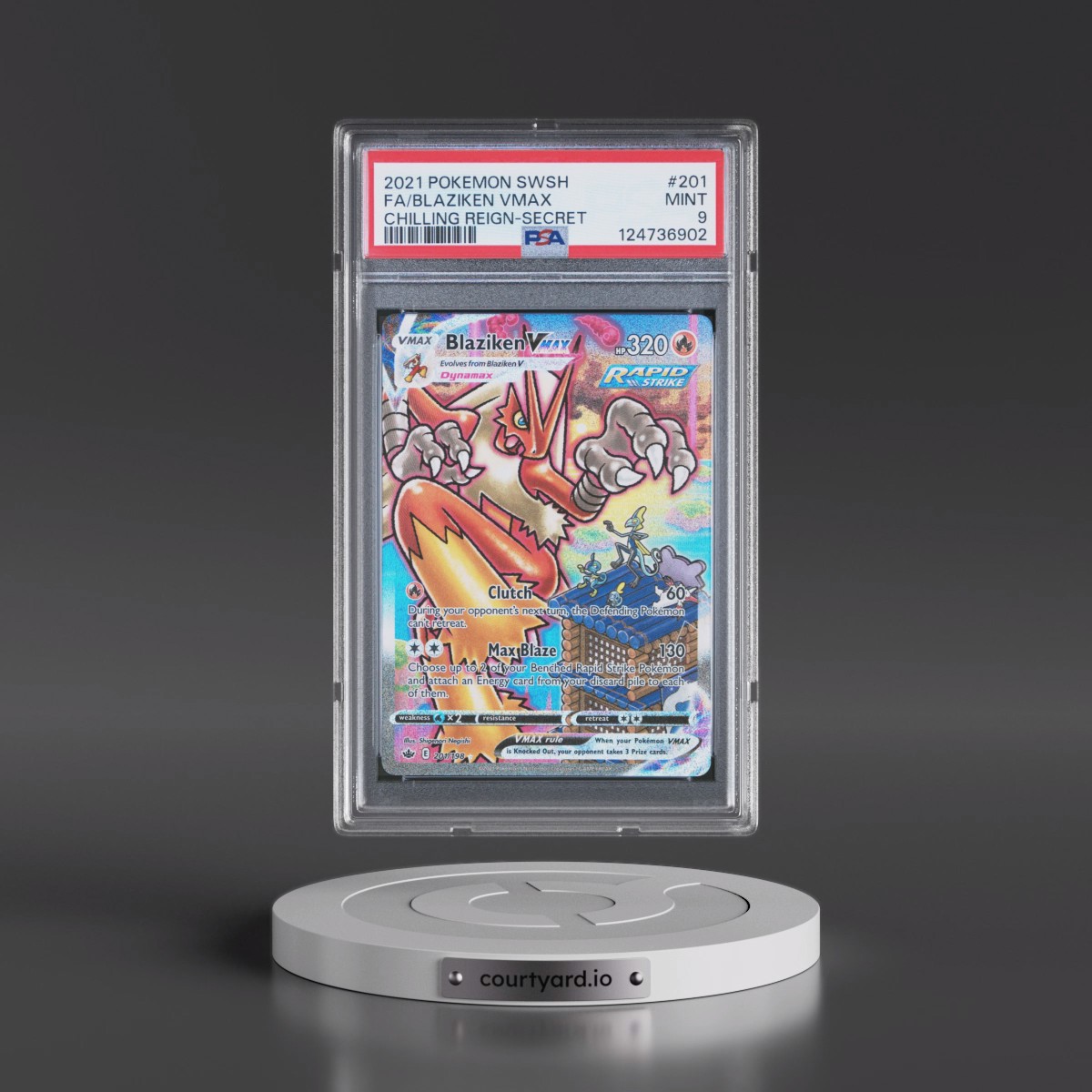 2021 Pokémon Sword & Shield Chilling Reign #201 Blaziken Vmax - Full Art Secret (PSA 9 MINT)