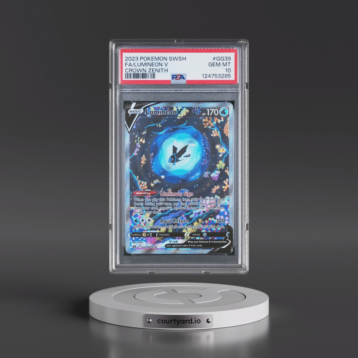 2023 Pokémon Sword and Shield Crown Zenith #GG39 Lumineon V - Holo Full Art (PSA 10 GEM MINT)
