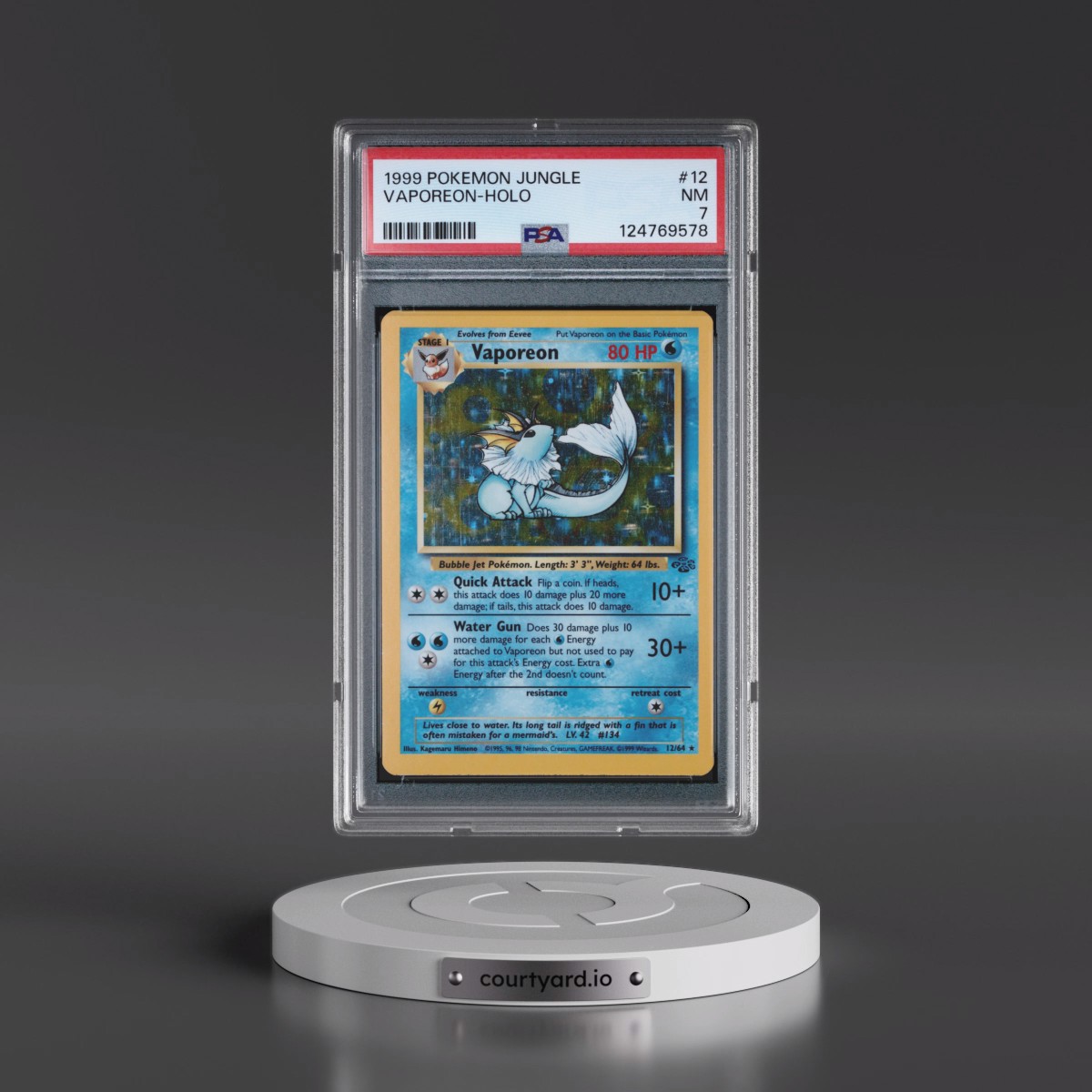 1999 Pokémon Jungle #12 Vaporeon - Holo (PSA 7 NM)