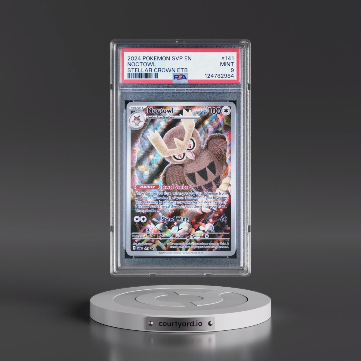 2024 Pokémon Svp EN-SV Black Star Promo #141 Noctowl - Stellar Crown Elite Trainer Box (PSA 9 MINT)