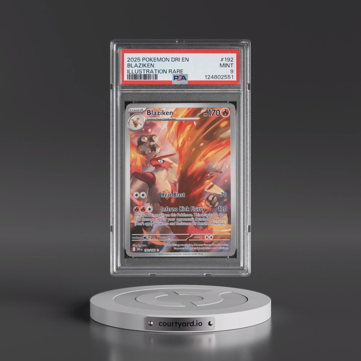 2025 Pokémon Dri EN-Destined Rivals #192 Blaziken - Illustration Rare (PSA 9 MINT)