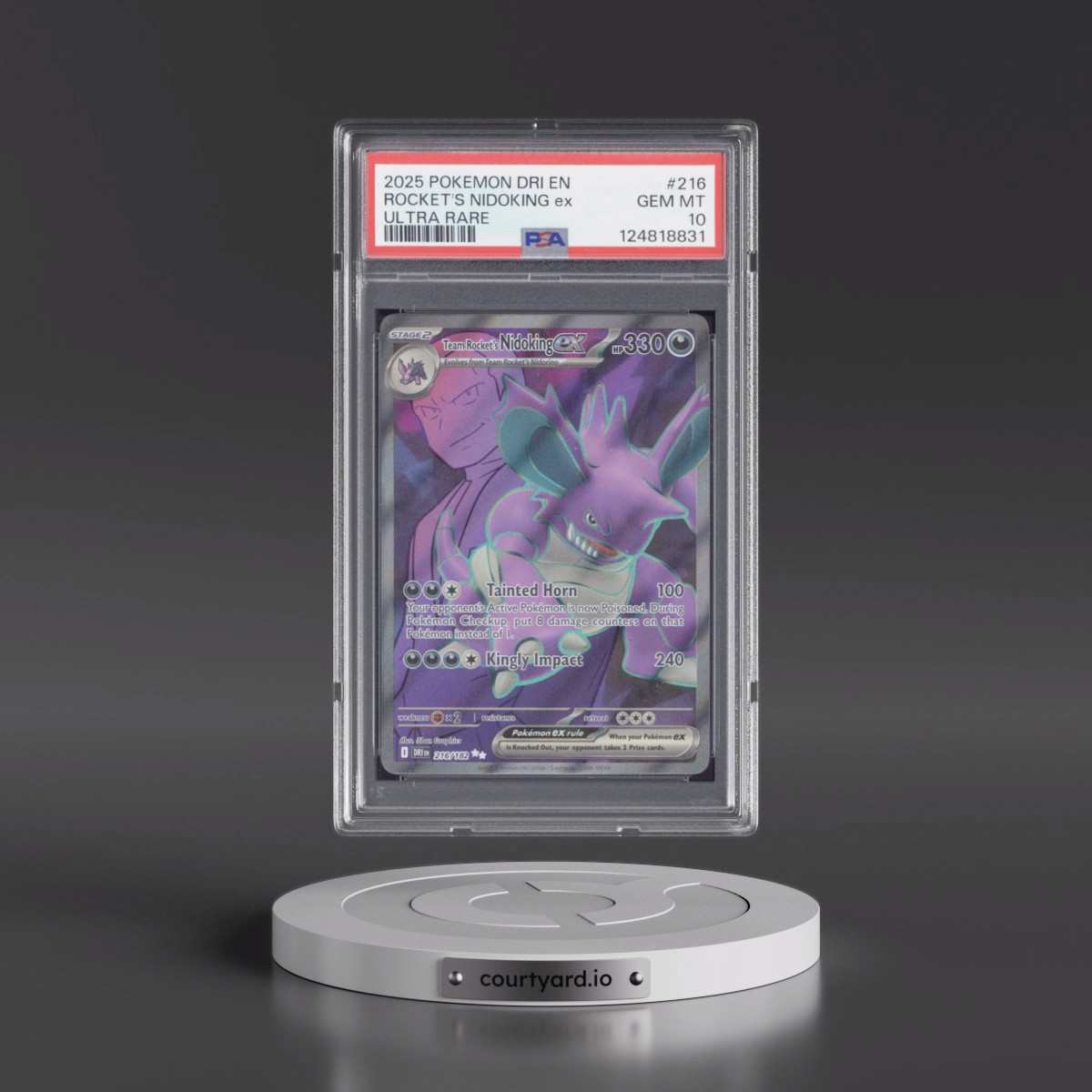 2025 Pokémon Dri EN-Destined Rivals #216 Team Rocket's Nidoking EX - Holo Ultra Rare (PSA 10 GEM MINT)