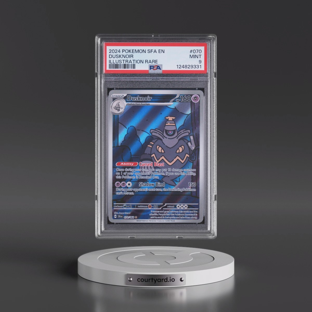 2024 Pokémon Sfa EN-Shrouded Fable #070 Dusknoir - Illustration Rare (PSA 9 MINT)