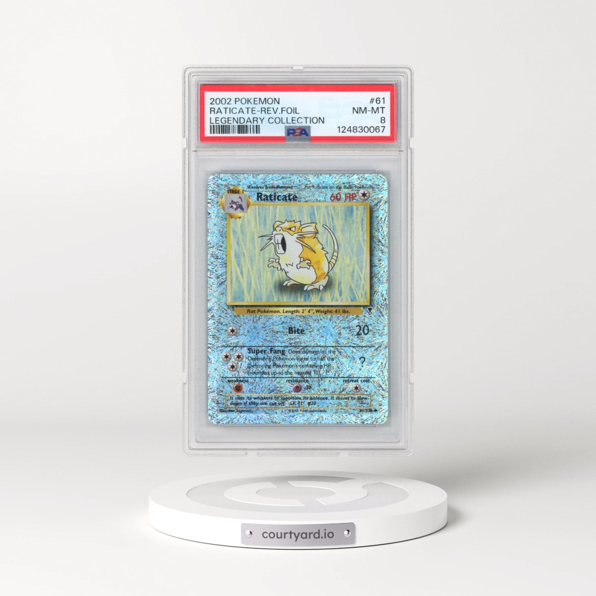 2002 Pokémon Legendary Collection #61 Raticate - Reverse Foil (PSA 8 NM-MT)