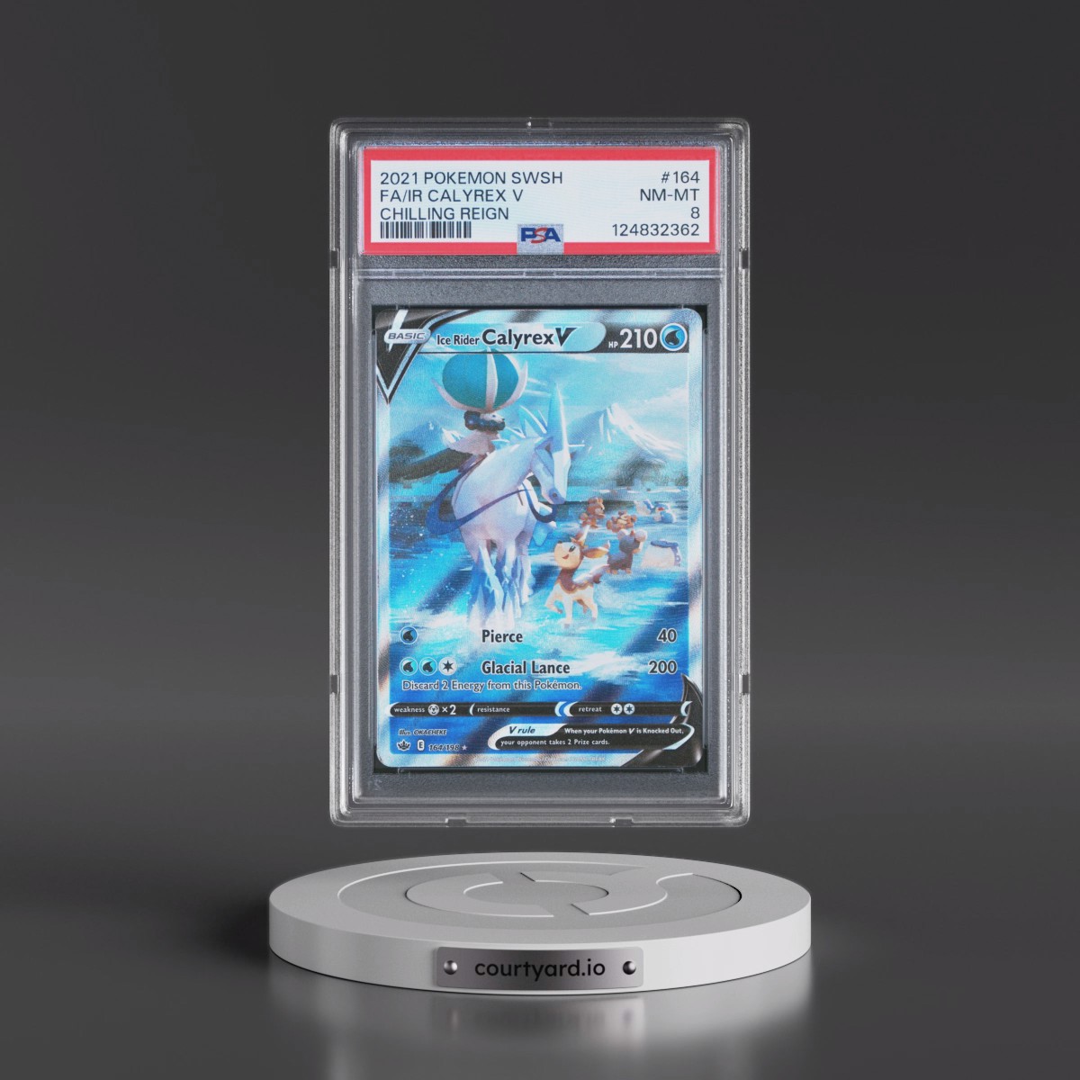 2021 Pokémon Sword & Shield Chilling Reign #164 Ice Rider Calyrex V - Holo Full Art (PSA 8 NM-MT)