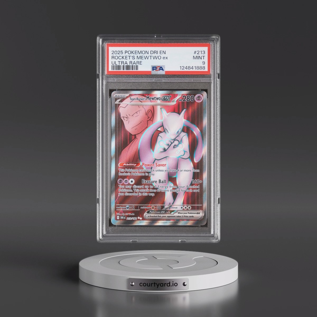 2025 Pokémon Dri EN-Destined Rivals #213 Team Rocket's Mewtwo EX - Holo Ultra Rare (PSA 9 MINT)