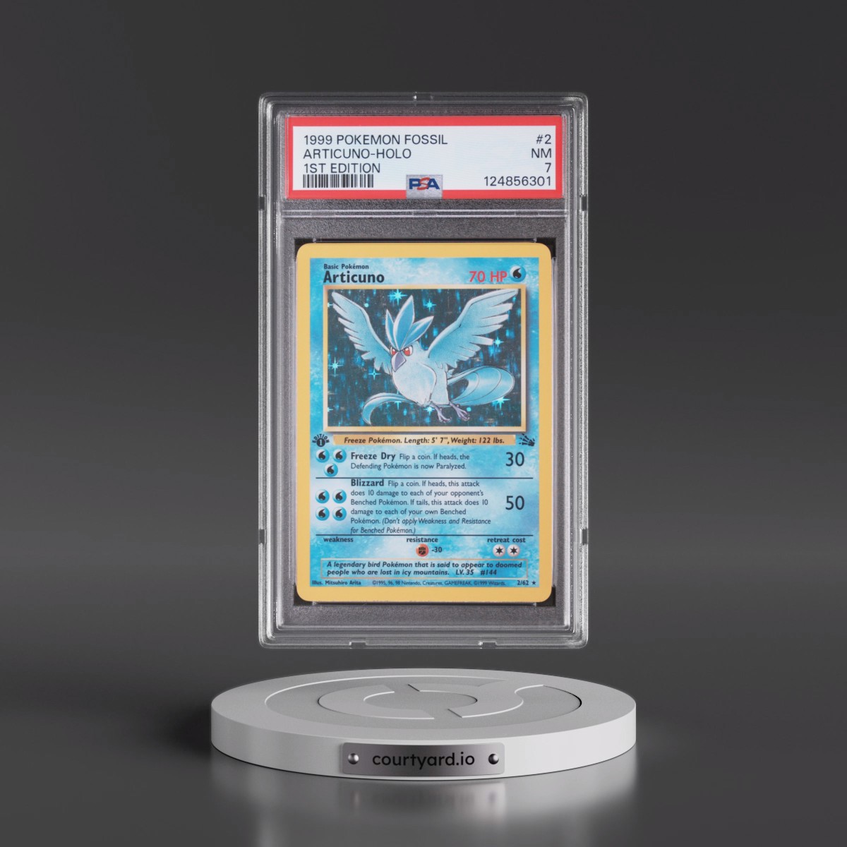 1999 Pokémon Fossil Articuno - 1st Edition Holo #2 PSA 7