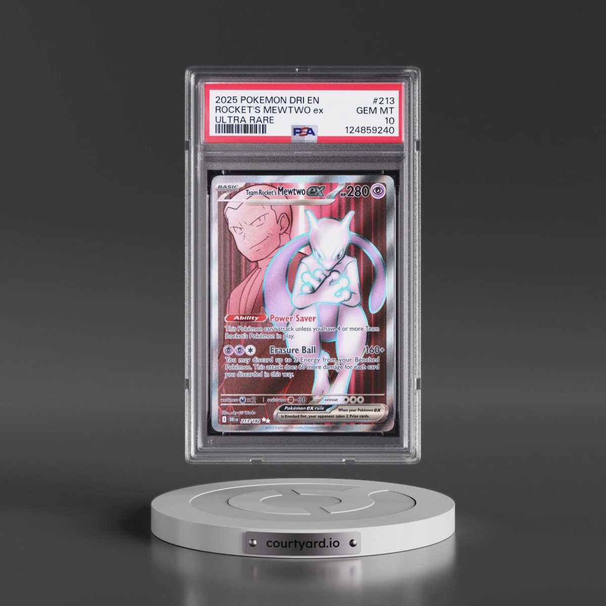 2025 Pokémon Dri EN-Destined Rivals #213 Team Rocket's Mewtwo EX - Holo Ultra Rare (PSA 10 GEM MINT)