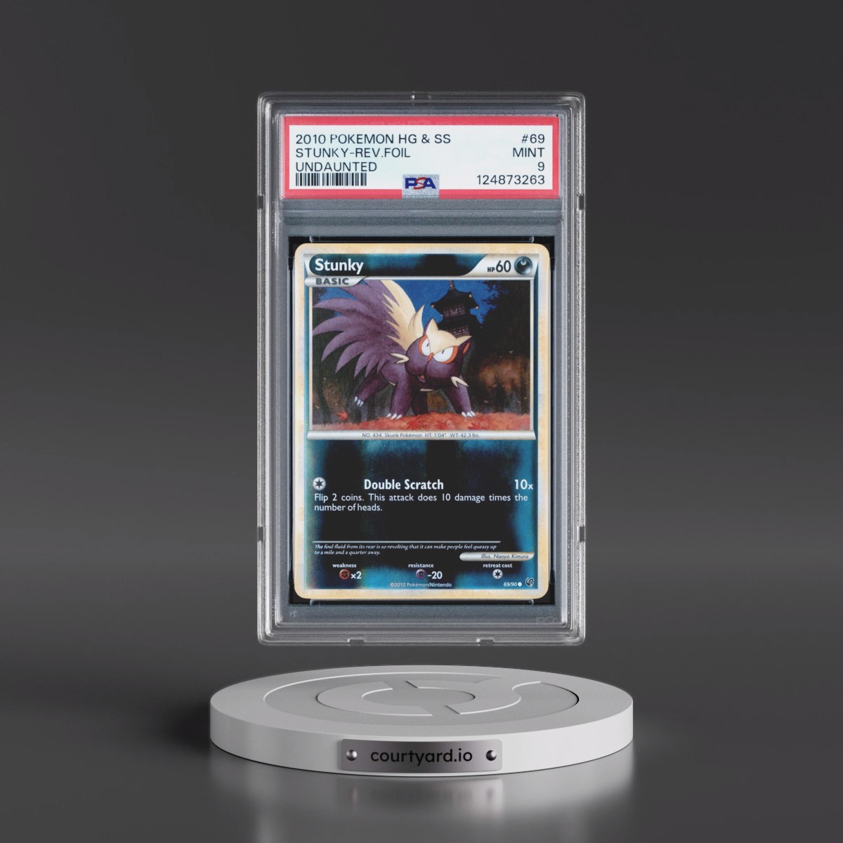 2010 Pokémon Heartgold & Soulsilver Undaunted #69 Stunky - Reverse Foil (PSA 9 MINT)