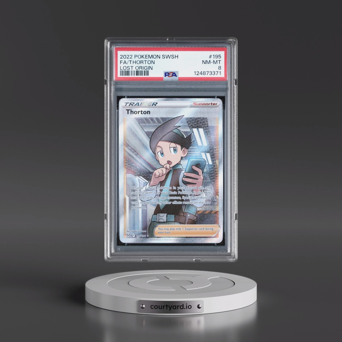 2022 Pokémon Sword & Shield Lost Origin #195 Thorton - Full Art (PSA 8 NM-MT)