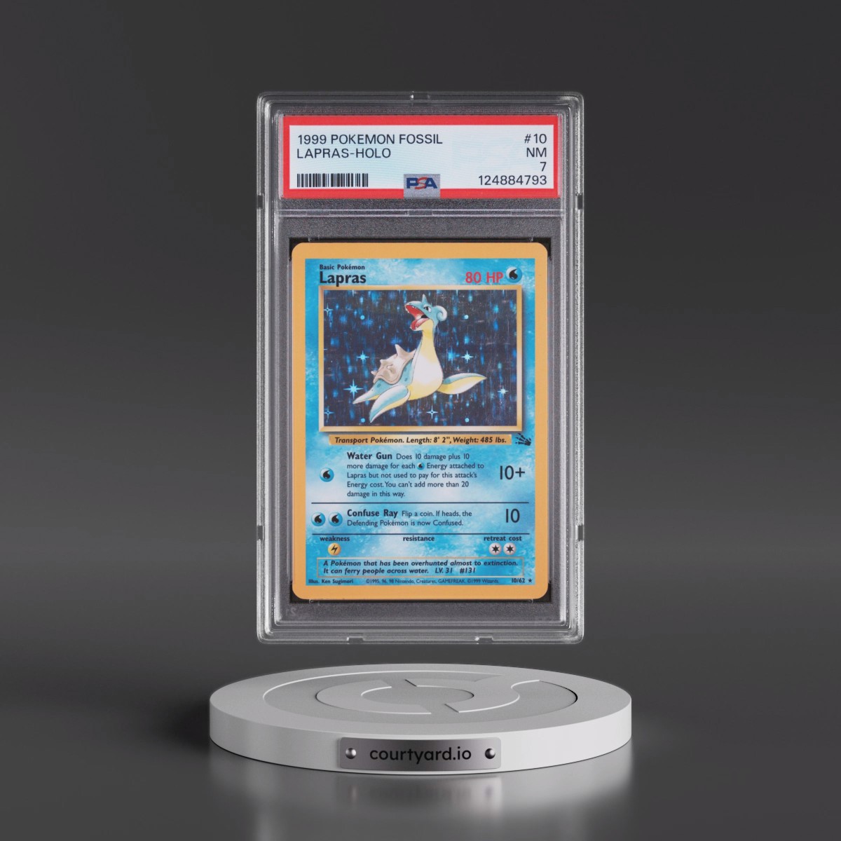 1999 Pokémon Fossil #10 Lapras - Holo (PSA 7 NM)