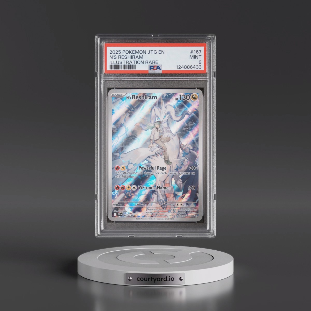 2025 Pokémon Jtg EN-Journey Together #167 N's Reshiram - Illustration Rare (PSA 9 MINT)
