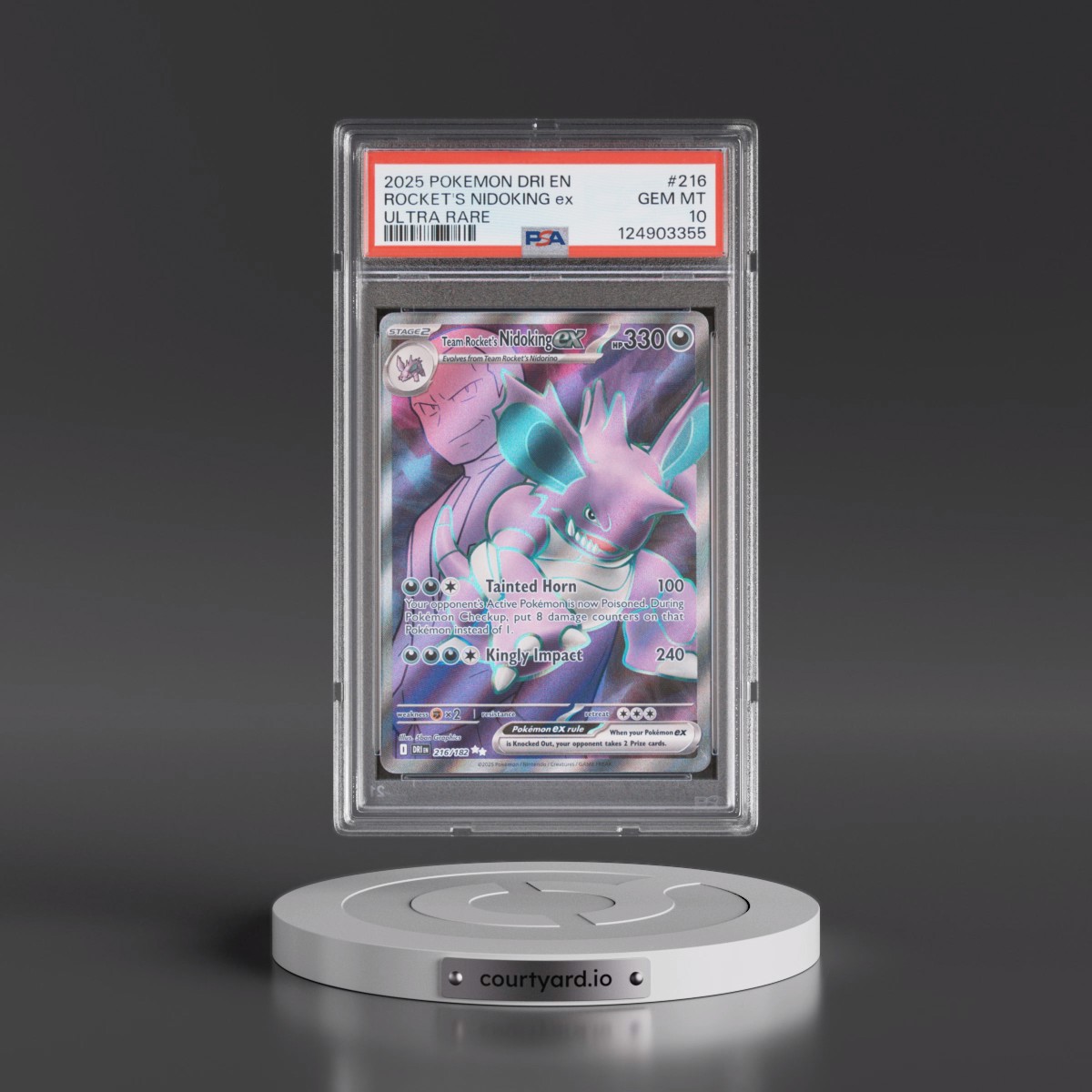 2025 Pokémon Dri EN-Destined Rivals #216 Team Rocket's Nidoking EX - Holo Ultra Rare (PSA 10 GEM MINT)