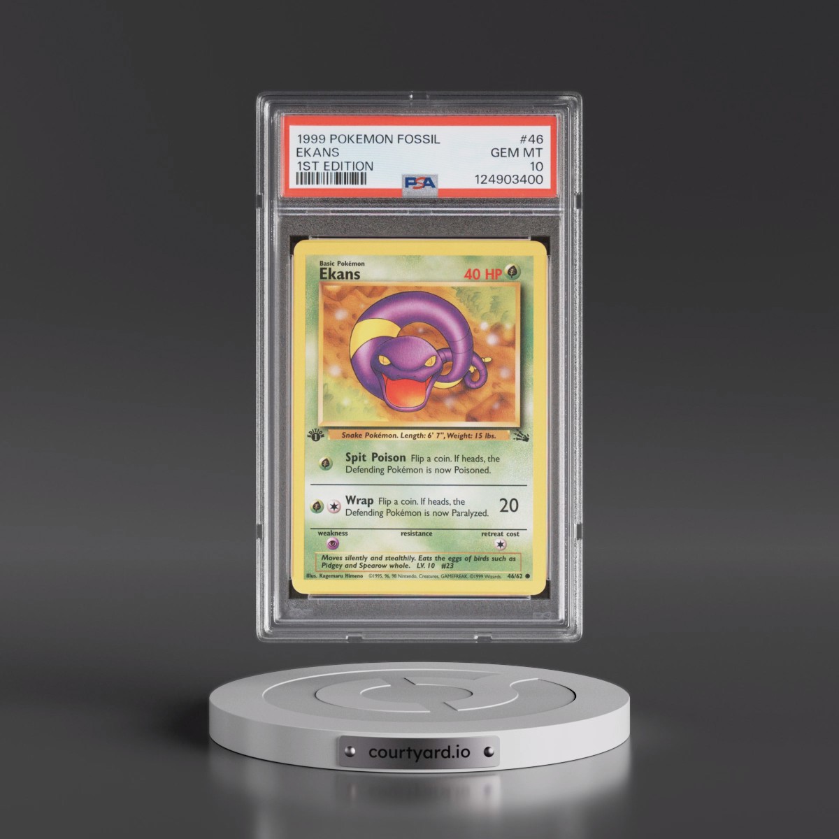 1999 Pokémon Fossil #46 Ekans - 1st Edition (PSA 10 GEM MINT)