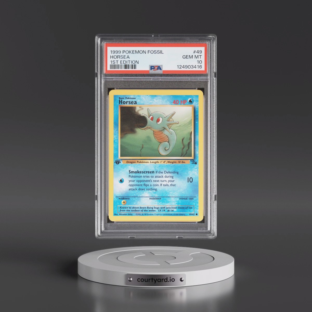 1999 Pokémon Fossil #49 Horsea - 1st Edition (PSA 10 GEM MINT)