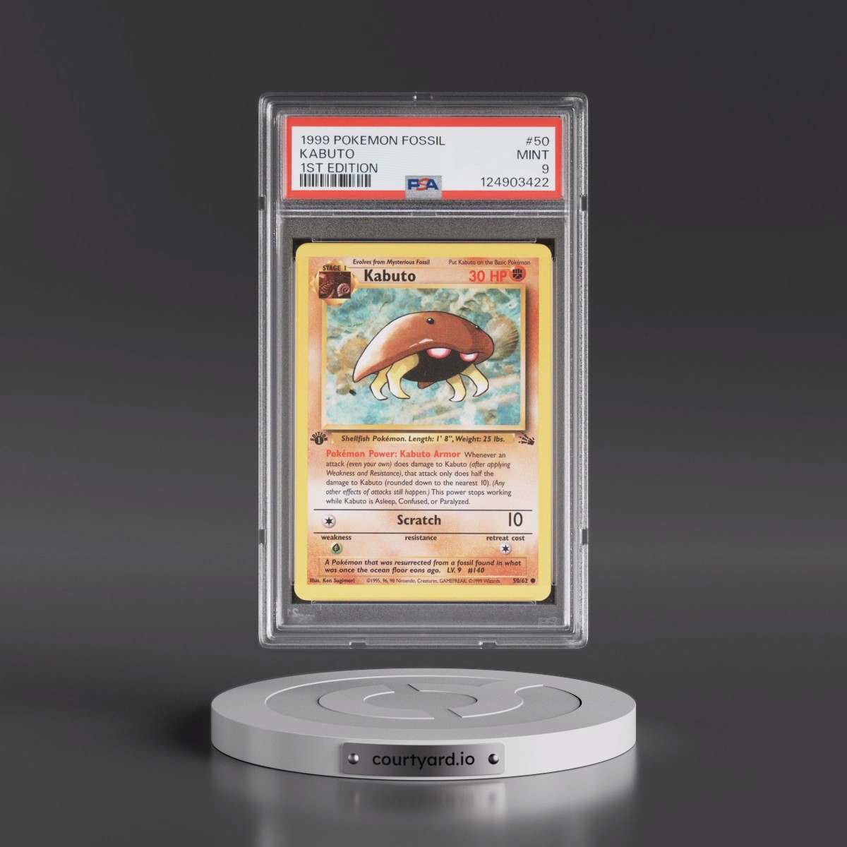 1999 Pokémon Fossil #50 Kabuto - 1st Edition (PSA 9 MINT)