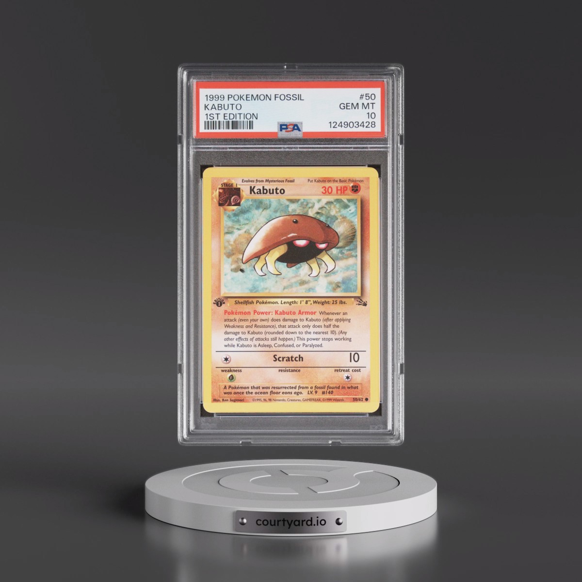 1999 Pokémon Fossil #50 Kabuto - 1st Edition (PSA 10 GEM MINT)